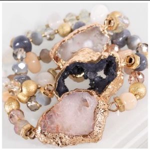 Electroplated Natural Raw Stone Bracelets NWT!